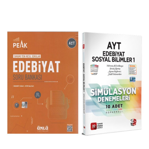 Ünlü Yayıncılık AYT Edebiyat Best Peak Soru ve 3D Edebiyat Sosyal Bilimler 1 Simülasyon Denemeleri Seti 2 Kitap