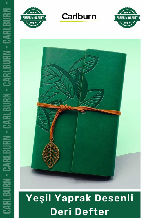 #Defter Kişiye Özel Eskitme Saman Kağıdı Şık Hediye Günlük Ajanda Yeşil Yaprak Desenli Deri Defter