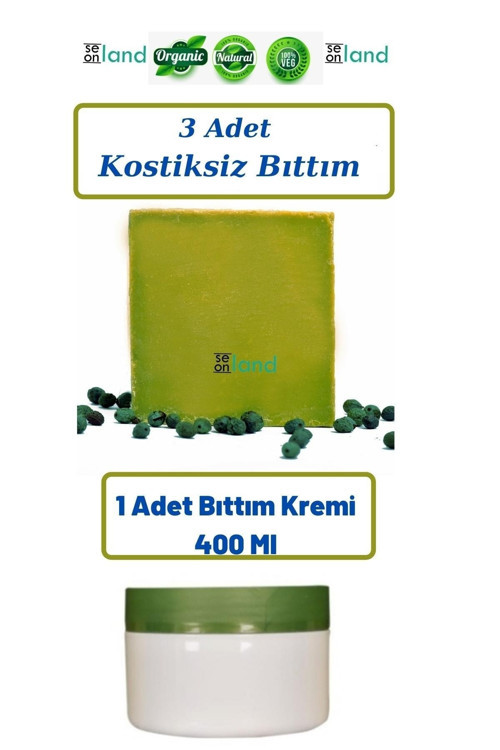 %100 Doğal Bıttım Sabunu 3 Adet+ Bıttım Kremi 400 Ml 1 Adet