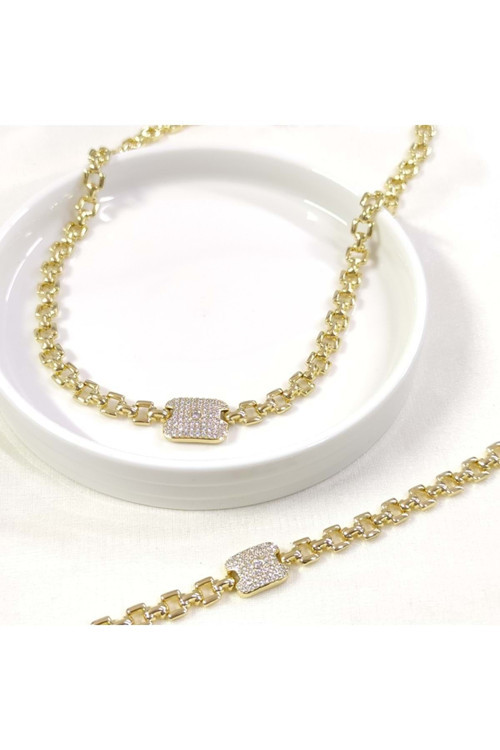 XUPING TAŞLI KOLYE BİLEKLİK KOMBİN SET GOLD
