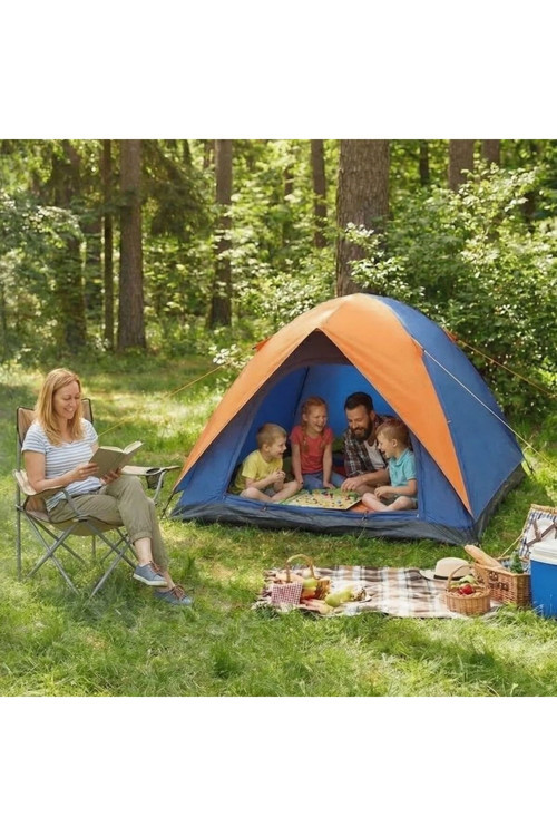 ® 4 Kişilik Manuel Kurulum Gölgelikli Kamp Çadırı – Aile, Doğa, Piknik ve Outdoor 200x200x1