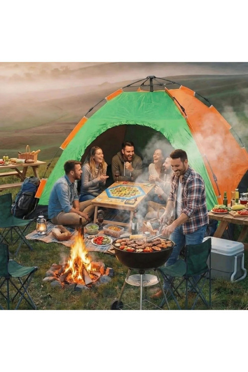 ® 6 Kişilik Otomatik Kurulum Kamp Çadırı – Outdoor Aile, Doğa, Suya Dayanıklı Hızlı Kurulum