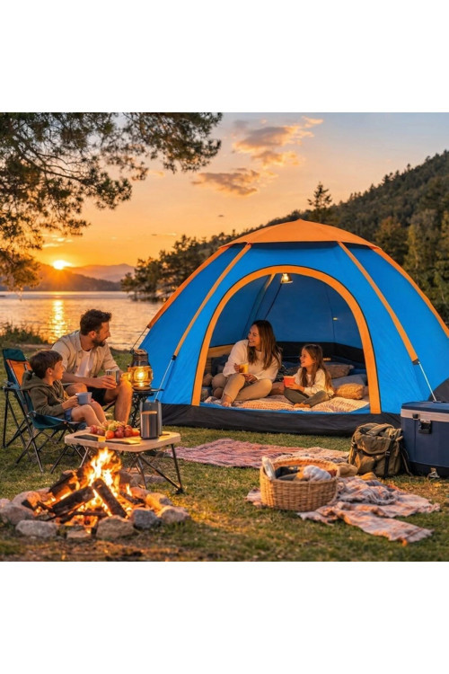 ® 3 Kişilik Yarı Otomatik Kurulum Kamp Çadırı – Suya Dayanıklı, Taşıma Çantalı Outdoor Aile