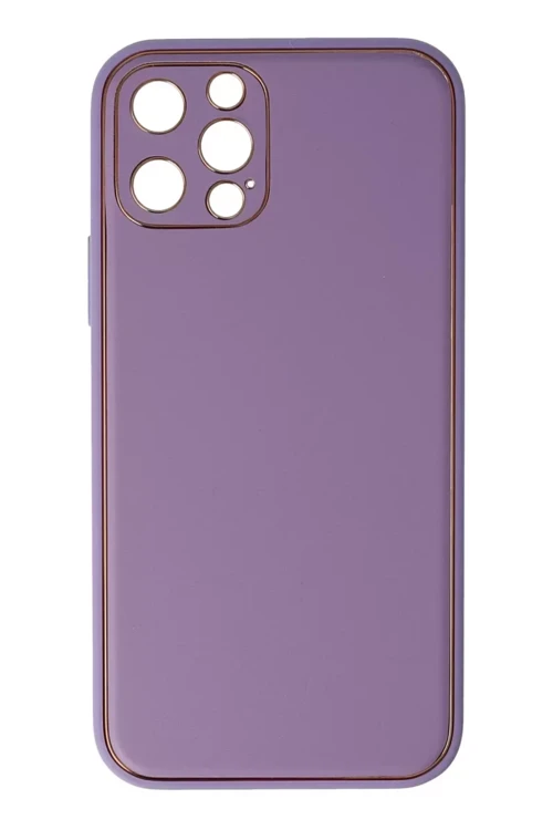 İphone 12 Kılıf Coco Deri Silikon Kapak - Lila