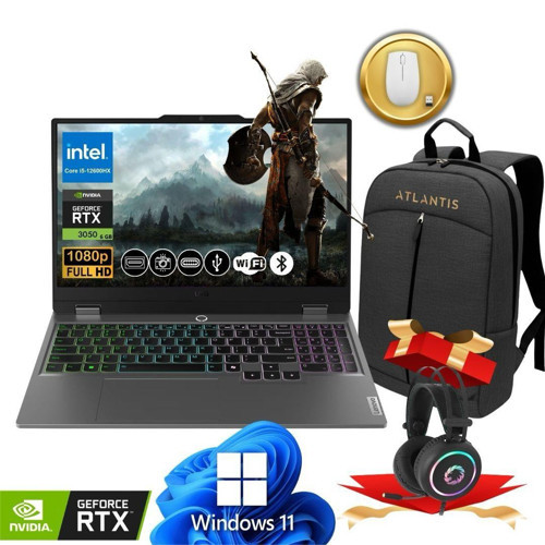 LOQ Gaming Notebook i5-12600HX 64GB 512GB RTX3050 6GB 15.6" 144Hz IPS Win11Pro 83GS00P8TR ATL207 +Çanta +Mouse +K