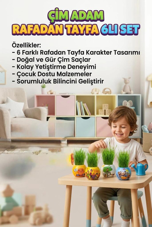 Çim Adam Tayfa! Rafadan Tayfa Karakterli 6Lı Çim Adam Sula Uzat Kes Eğitici Oyun Seti