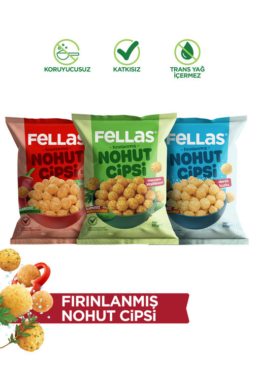 Nohut Cipsi 3'lü Mix - Mevsim Yeşillikleri (50 g) + Paprika (50 g) + Deniz Tuzlu (50 g)