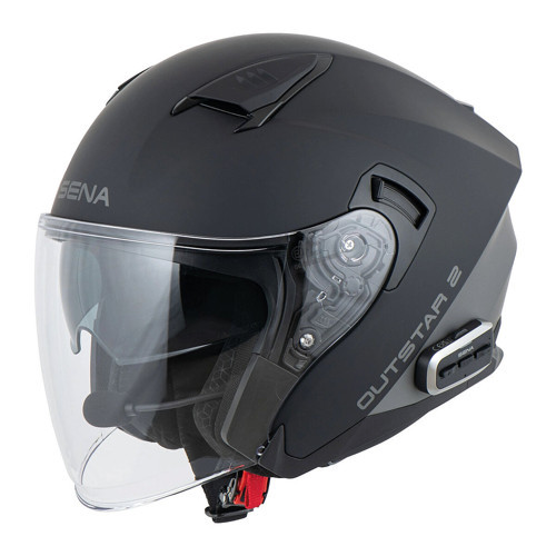 Outstar 2 Mesh Interkomlu Açık Kask Mat Siyah