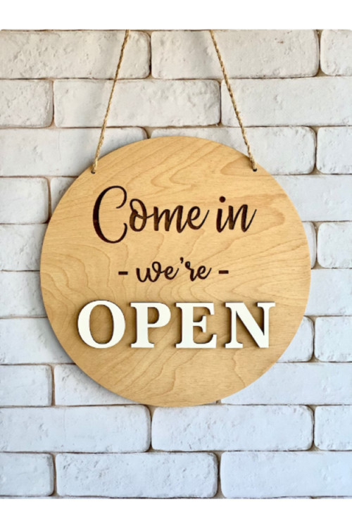 ahşap açık kapalı yazılı kapı süsü dükkan kapı süsü açığız , kapalıyız yazısı open closed