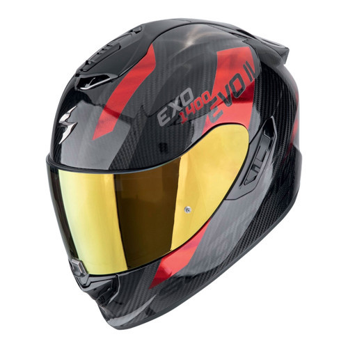 EXO 1400 Evo II Air Plated Carbon Kapalı Motosiklet Kaskı Siyah Kırmızı