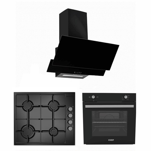BASİC EĞİK SİYAH 3 LÜ ANKASTRE SET (ED401-EO330-EF200)