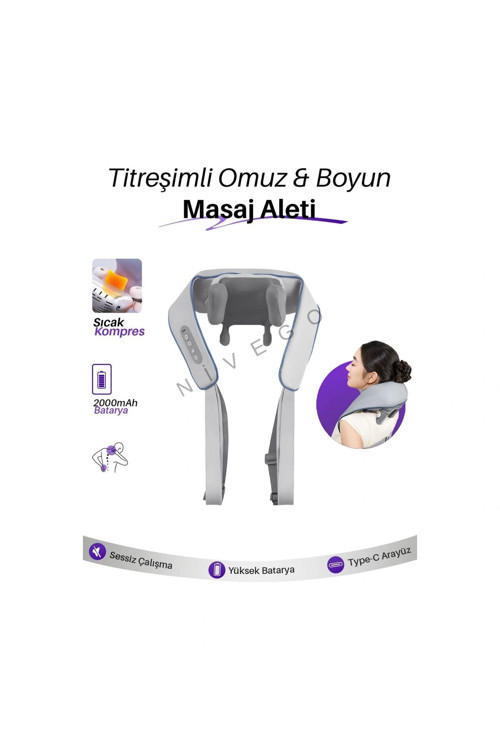 Sıcak Kompresli Omuz ve Boyun Ovmalı Isıtmalı Yoğurmalı Sırt Bel 4D Masaj Cihazı