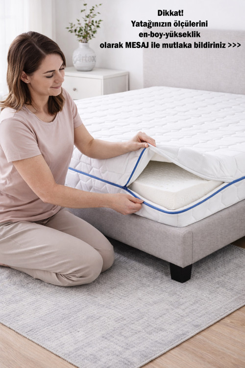 Kılıf İnci 150x200 Yatak Kılıfı Koruyucusu Yatak Örtüsü Fermuarlı Kapitone Zippered Mattress Cover