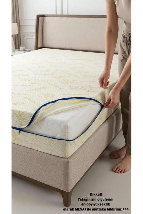 Kılıf Bambu 80x160 Yatak Kılıfı Koruyucusu Örtüsü Fermuarlı Kapitone Fit Zippered Mattress Cover