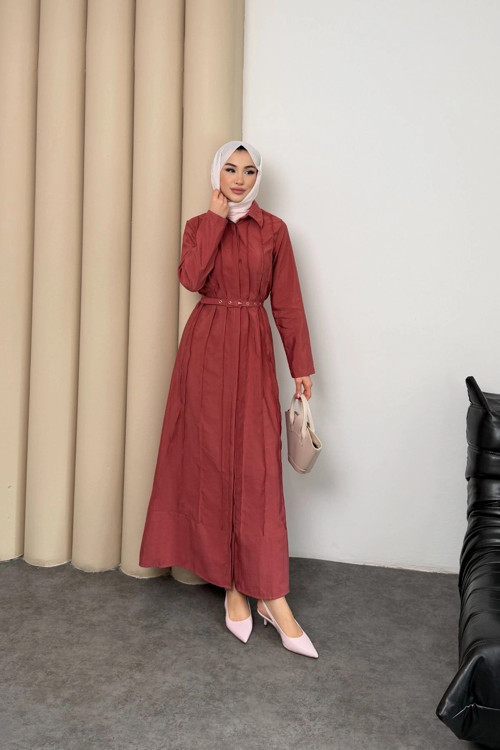 Quenn Model Coupra Model Kumaş Kemer Detaylı Elbise