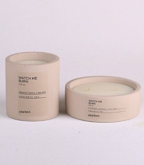 Amber Kokulu Mum, Dekoratif Beton Mum Ikili Set