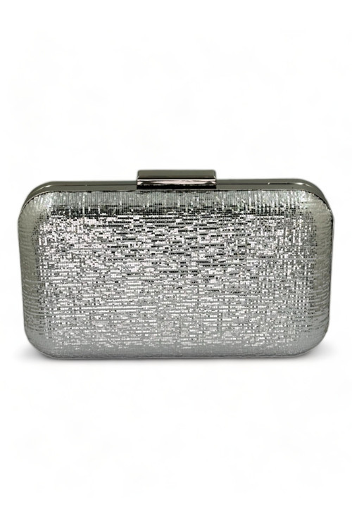 Gümüş Gri Platin Renk Parlak İthal Kumaş Gece Çantası Abiye Çanta Portföy Clutch