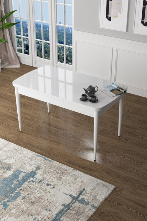 Zen Serisi 80x132 Açılabilir Mdf Beyaz Mutfak Masası