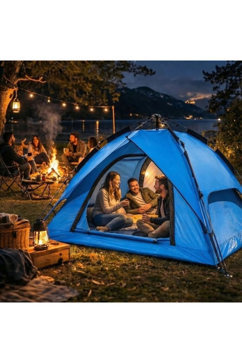 ® 4 Kişilik Otomatik Kamp Çadırı – Çift Katmanlı, Suya Dayanıklı, Hızlı Kurulum Outdoor Ail