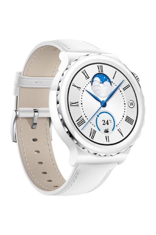 Huaweı Watch Gt3 Pro 43mm (SERAMİK KASA - BEYAZ DERİ KAYIŞ)