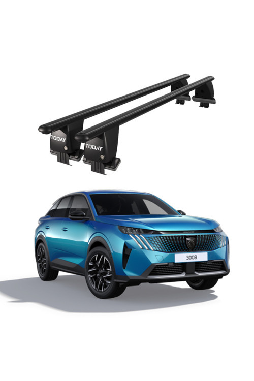 Royal Peugeot 3008 (2021 ve Sonrası) Uyumlu Siyah Kilitli Ara Atkı Port Bagaj Tavan Barı