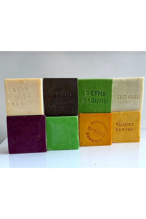 Eşek Sütü , Defne ,zeytinyağlı ,lavanta , Bıttım ,aloe Vera, Ardıç Katranı , Kükürt Sabunu 8 Adet
