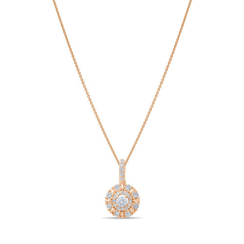 0.42 Karat Pırlanta Kolye, Doğal Pırlanta, Mücevher Sertifikalı, Rose Altın