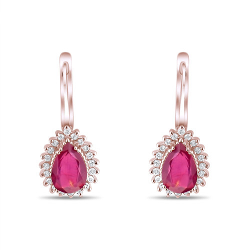 3.82 Karat Pırlanta Yakut Küpe, Doğal Pırlanta, Sertifikalı Mücevher, Rose Altın