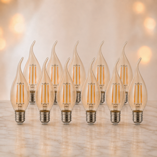 Dekoratif Amber Sarı Işık 4W Kıvrık LED Ampul 10'Lu Paket Paket Ta3