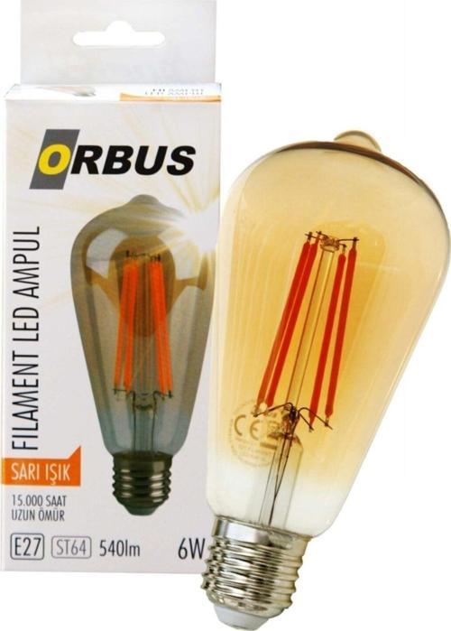 Dekoratif Ampul St64 E27 Amber Sarı Işık