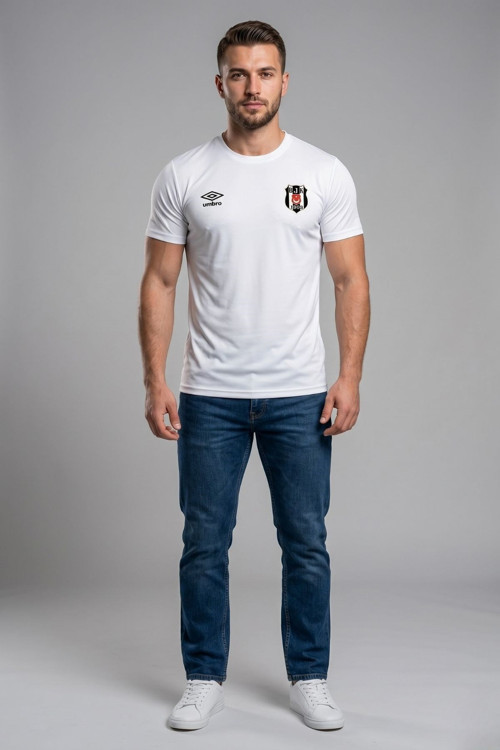 Umbro Beşiktaş Antrenman Beyaz Pamuklu T-Shirt