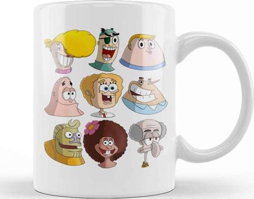 Cartoon Kids Human Spongebob Characters Süngerbob Kupa Bardak Porselen