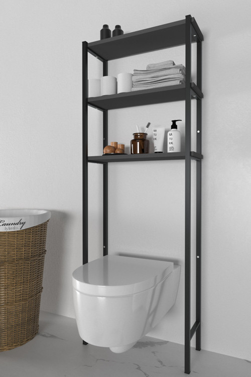 Banyo Wc Arkası Üstü Düzenleyici Raf Organizatör Havluluk Metal Gövde Banyo Rafı