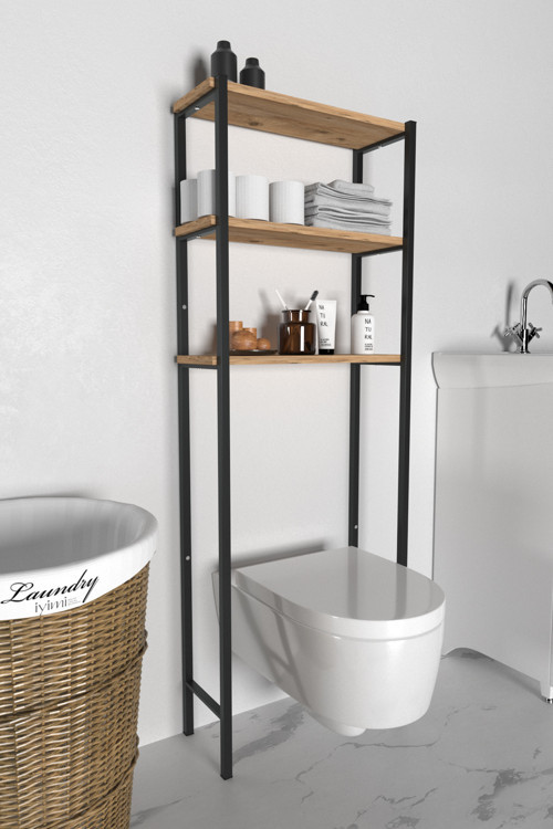 Banyo Wc Arkası Üstü Düzenleyici Raf Organizatör Havluluk Metal Gövde Banyo Rafı