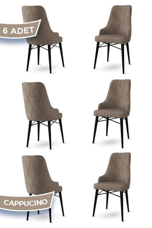 Concept Neta Serisi, 1.Sınıf Babyface Kumaş Sandalye, Siyah Gürgen Ayak, 6 Adet Cappucino Sandalye
