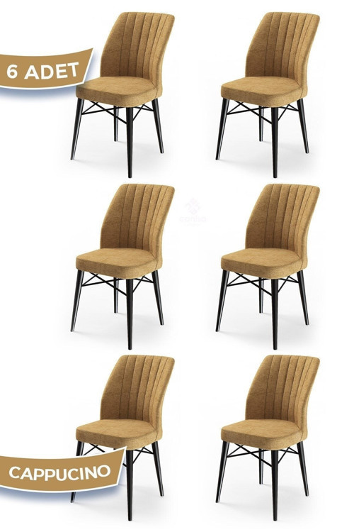 Concept Flex Serisi 6 Adet Cappucino 1.Sınıf Sandalye Siyah Gürgen Ayaklı