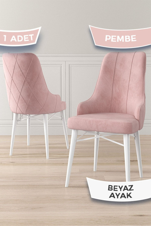 Concept Neta Serisi, 1.Sınıf Babyface Kumaş Pembe Sandalye, Beyaz Gürgen Ayak