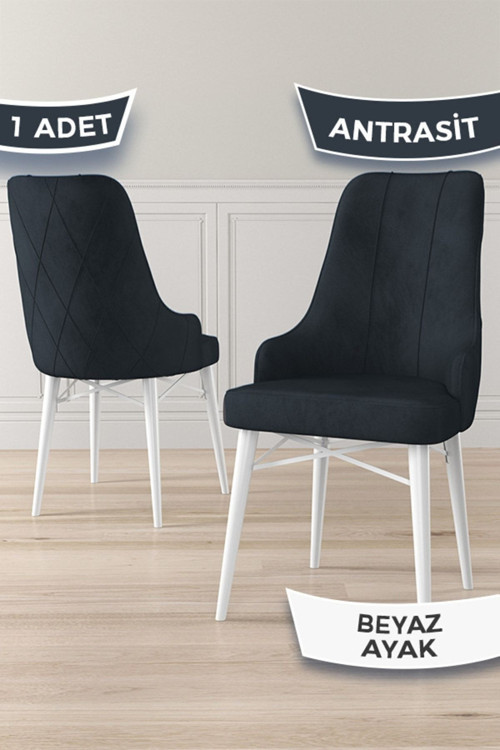 Concept Neta Serisi, 1.Sınıf Babyface Kumaş Antrasit Sandalye, Beyaz Gürgen Ayak