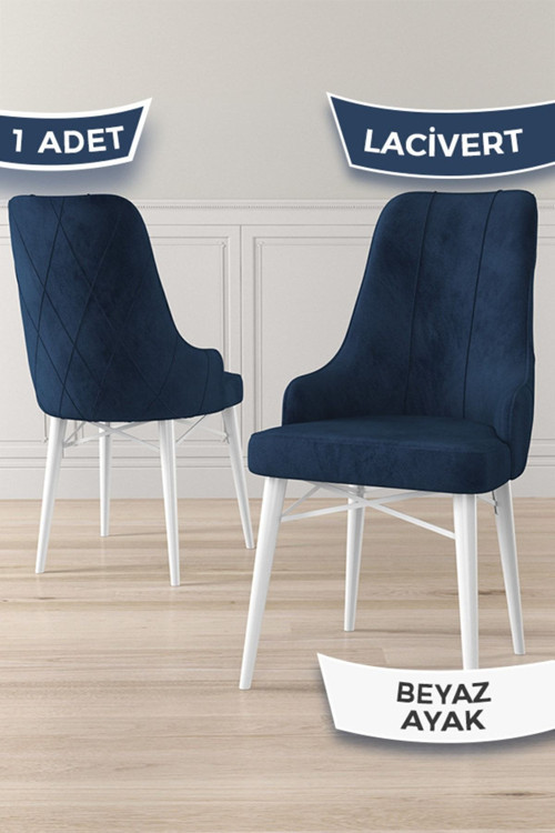 Concept Neta Serisi 1.Sınıf Babyface Kumaş Sandalye Beyaz Gürgen Ayak 1 Adet Lacivert Sandalye