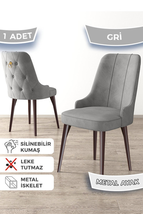 Concept Newa Serisi, 1.Sınıf Babyface Kumaş Kahve Metal Gold Halkalı, 1 Adet Gri Sandalye