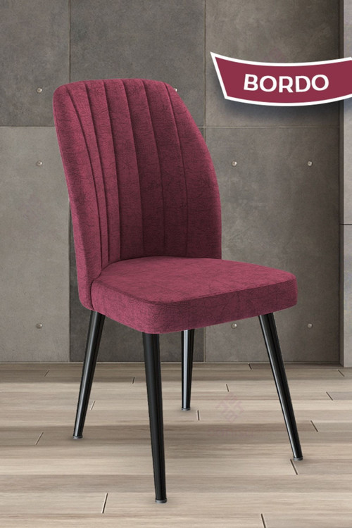 Concept Platinum Serisi Üst Kalite Yemek Odası Sandalyesi Metal Siyah Iskeletli 1 Adet Bordo Sandalye