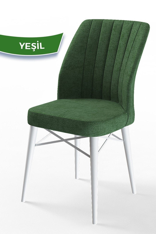 Concept Flex Serisi, Üst Kalite Mutfak Sandalyesi, Haki Yeşil Sandalye, Gürgen Beyaz Ahşap Ayak