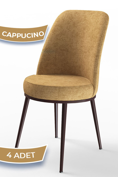 Dexa Serisi Cappucino Renk 4 Adet Sandalye, Renk Cappucino, Ayaklar Kahverengi