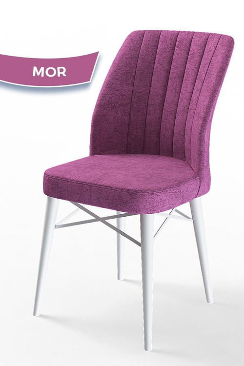 Concept Flex Serisi, Üst Kalite Mutfak Sandalyesi, Mor Sandalye, Gürgen Beyaz Ahşap Ayak