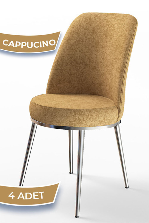 Dexa Serisi Cappucino Renk 4 Adet Sandalye, Renk Cappucino, Ayaklar Krom