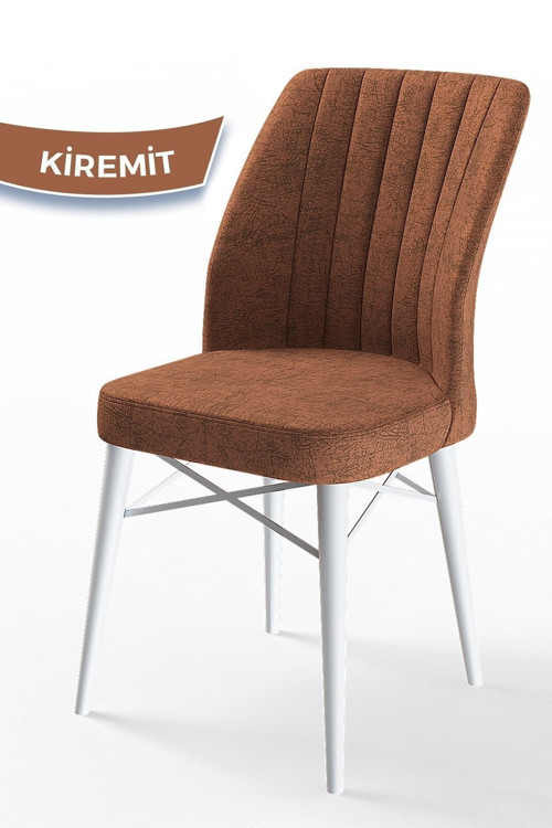 Concept Flex Serisi, Üst Kalite Mutfak Sandalyesi, Kiremit Sandalye, Gürgen Beyaz Ahşap Ayak