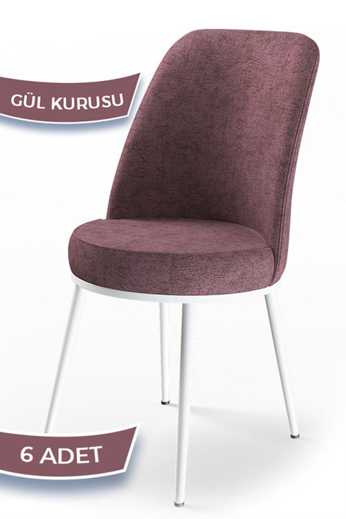 Dexa Serisi 1.sınıf Yemek Ve Mutfak Sandalyesi , 6 Adet , Gülkurusu , Ayaklar Beyaz