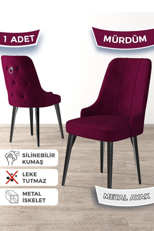 Concept Newa Serisi, 1.Sınıf Babyface Kumaş Siyah Metal Ayak Gümüş Halkalı, 1 Adet Gri Sandalye