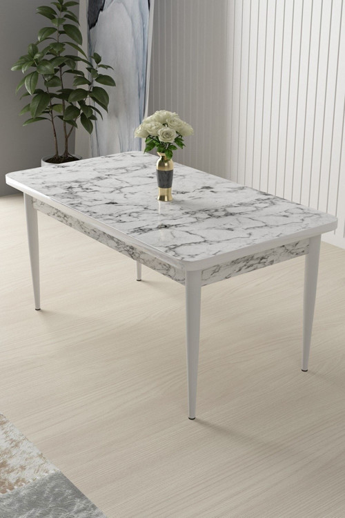 Concept Arp Serisi 70X110 Sabit Mutfak Masası Beyaz Mermer Masa