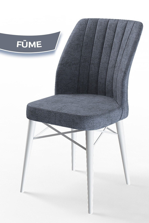 Concept Flex Serisi, Üst Kalite Mutfak Sandalyesi, Füme Sandalye, Gürgen Beyaz Ahşap Ayak